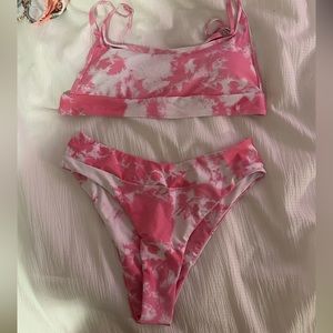 Tie-dye pink bikini